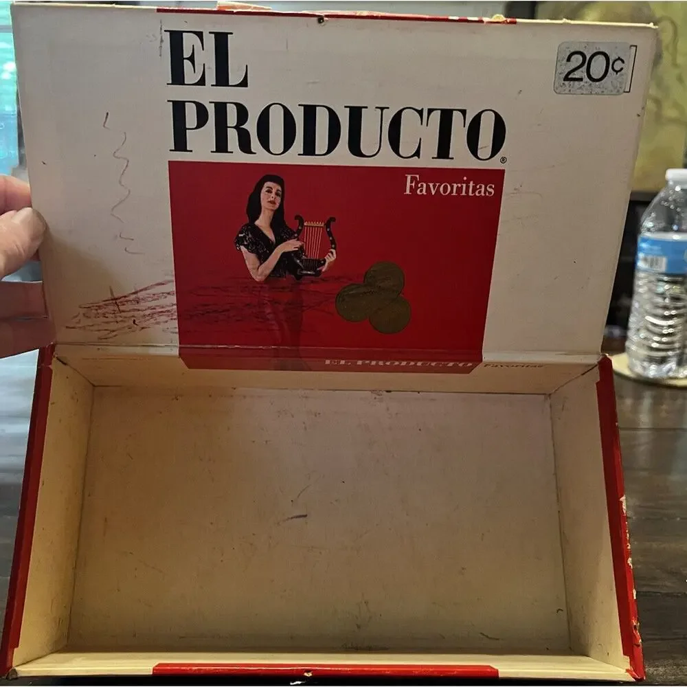 Vintage El Producto Cigar Box Vibrant Color Red White Pricing On Box